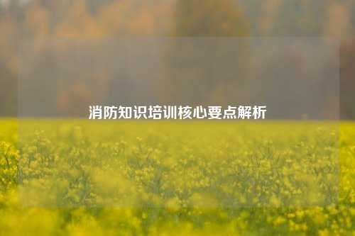 消防知识培训核心要点解析